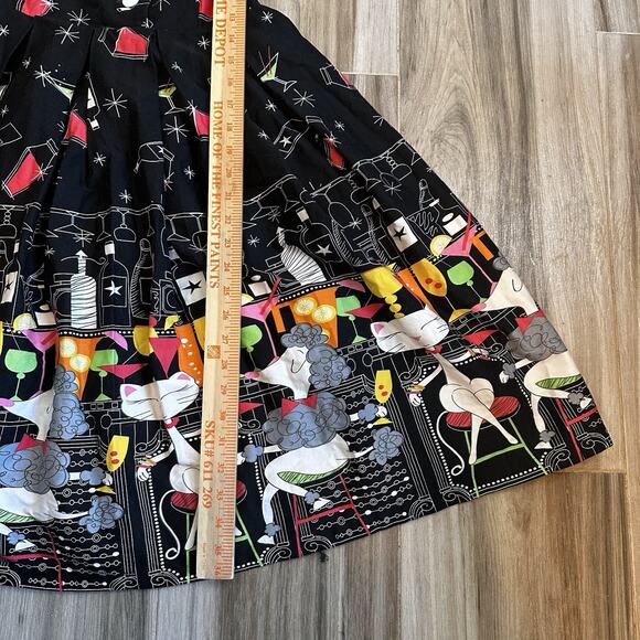 Lindy Bop Dress 4 Black Cat Dog Cocktail Bar Print Flared Twee Retro 50’s - Picture 10 of 10